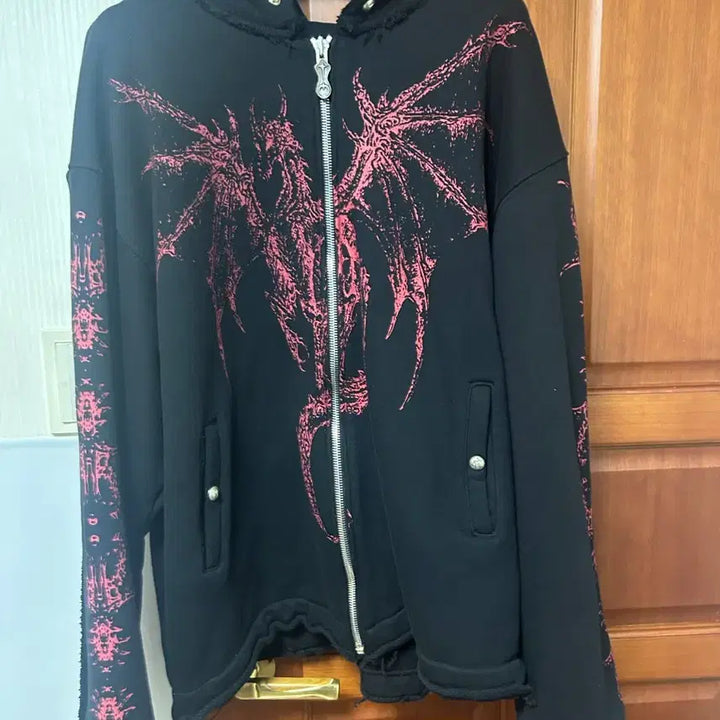 [BUNJANG] THUG CLUB Dragon Hoodie Zip-up Black / 떠그클럽 드래곤 후드집업