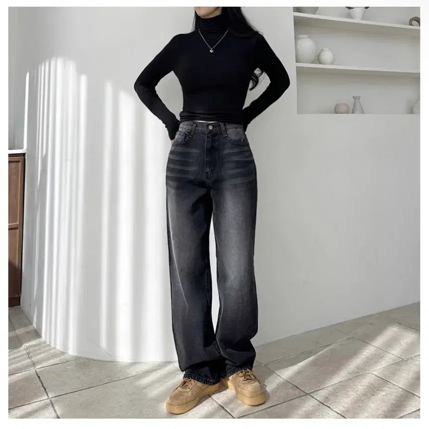 [BUNJANG] Blimfit Wide Denim Pants - Black XS / 블림핏 자체제작 와이드 데님 팬츠 / 흑청 XS