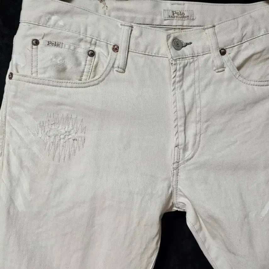 [BUNJANG] Polo Ralph Lauren Sullivan Slim Fit White Distressed Denim Jeans (Size 30) / 30인치[폴로 랄프로렌]남성 설리번 슬림핏 화이트 진 청바지