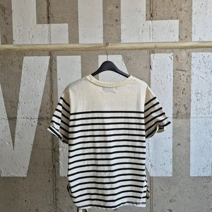 [BUNJANG] Stripe Tie Hem Short Sleeve T-Shirt / 스트라이프 매듭 반팔티셔츠(TS1