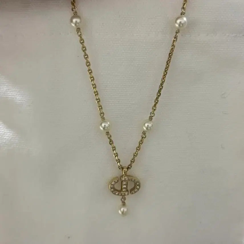 [BUNJANG] Dior Petit CD Necklace Gold / 디올 CD 로고 진주 목걸이 골드