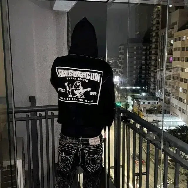[BUNJANG] True Religion Black Zip-Up Hoodie / 트루릴리전 블랙 후드집업