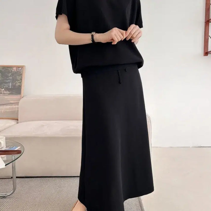 [BUNJANG] Viscose Short Sleeve Loose Fit Long Dress with Belt (Maternity &amp; Plus Size Available) / 새상품 비스코스 허리끈 카라 반팔 루즈핏 롱 원피스 임부복 빅사이즈 가능