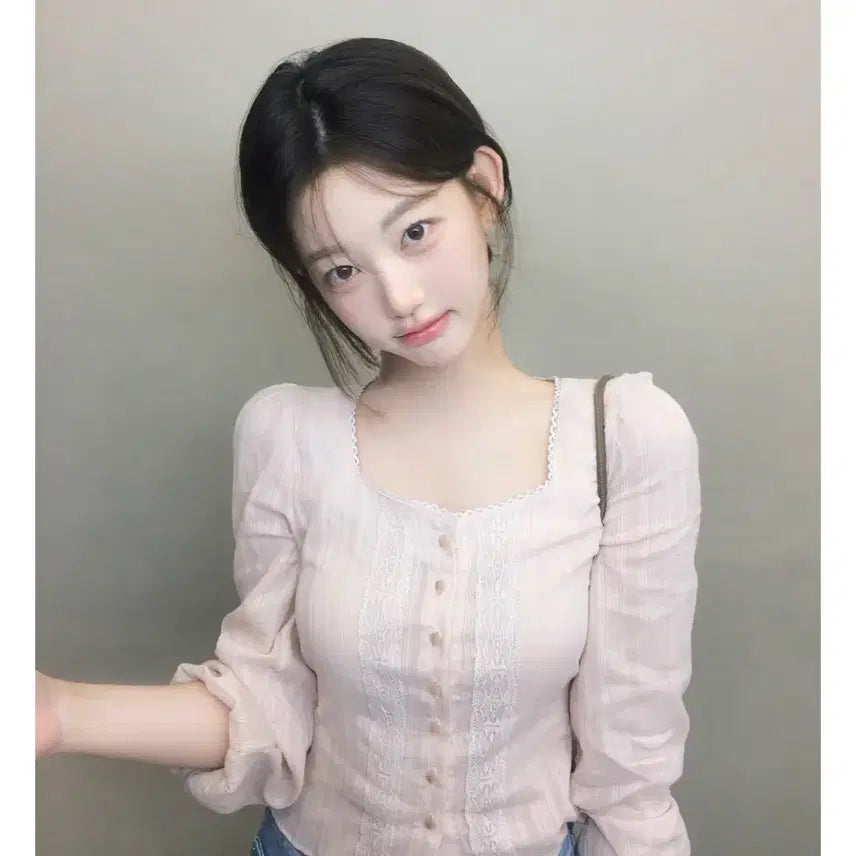 [BUNJANG] 제니오 펄 에스닉 블라우스 애프리콧 s / 제니오 펄 에스닉 블라우스 애프리콧 s