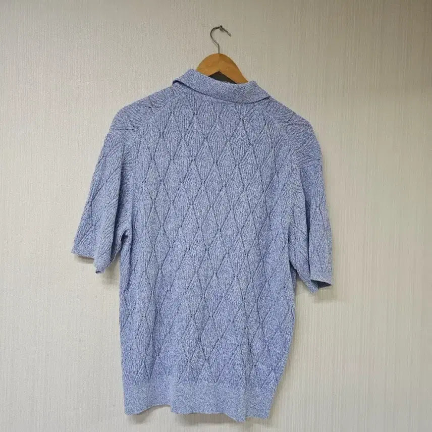[BUNJANG] Intempo Mood Combe Pattern Collar Cardigan - Vista Blue (L) / 인템포무드 콤브 패턴 칼라 카디건 L