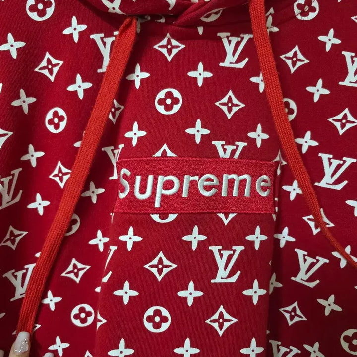 [BUNJANG] Supreme Louis Vuitton Collaboration Hoodie Red XXL / 슈프림 루이비통 콜라보 후드 레드 (XXL)