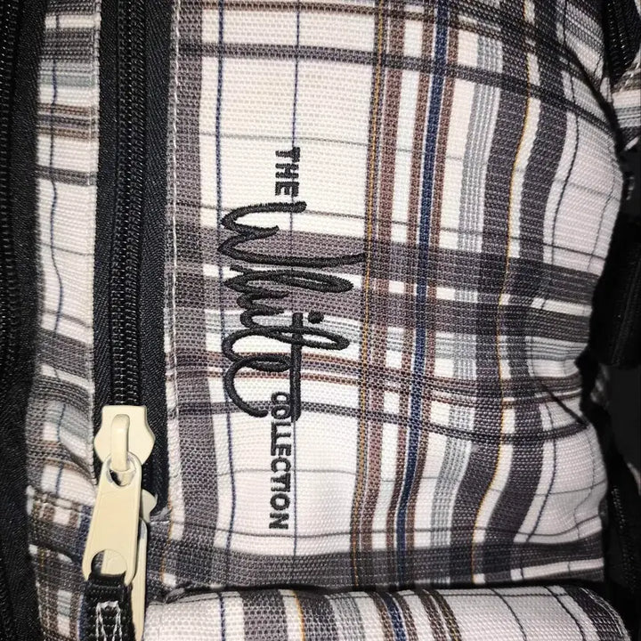 [BUNJANG] Button White Collection Check Multi-Pocket Laptop Backpack / 버튼 화이트 컬렉션 체크 멀티포켓 노트북 백팩