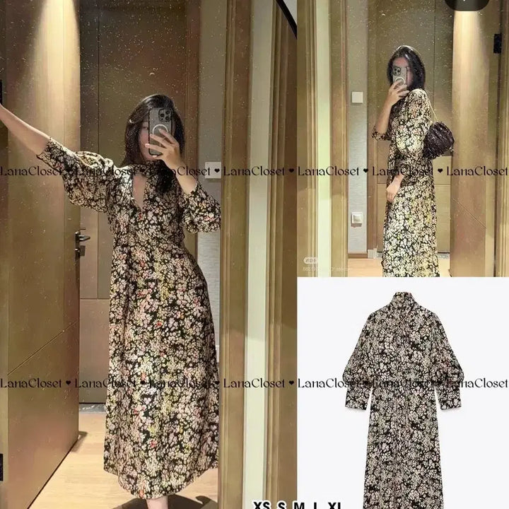 [BUNJANG] Zara Floral Pattern Midi Dress / 11만원짜리 새상품 Zara 자라 플라워 패턴 원피스