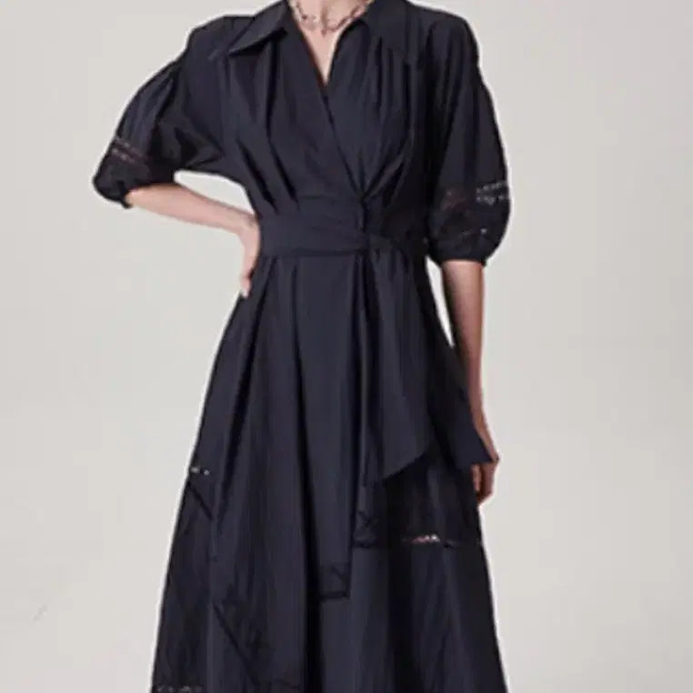 [BUNJANG] Time Eyelet Lace Block Dress / 타임 아일렛 레이스 블록 드레스 원피스 호칭 82-84-160 사이즈
