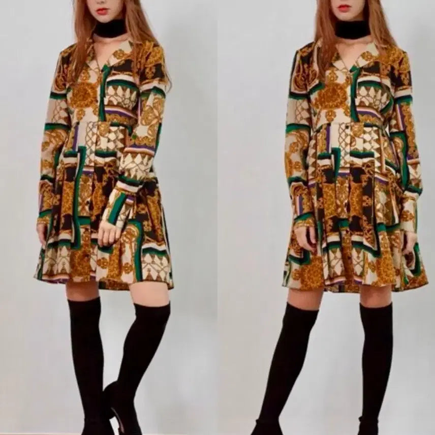 [BUNJANG] Vemver Pleats Point Printed One-Piece Dress / 벰버/ PLEATS POINT PRINTED 원피스
