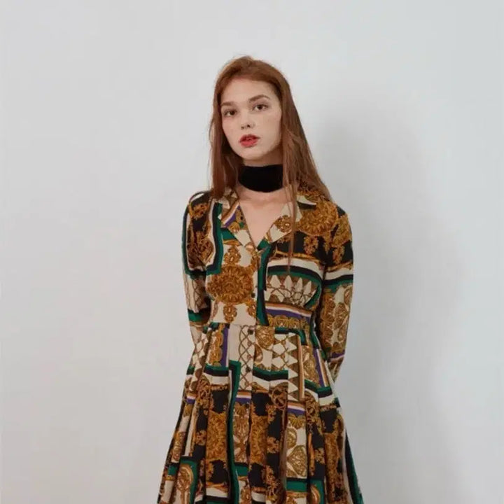 [BUNJANG] Vemver Pleats Point Printed One-Piece Dress / 벰버/ PLEATS POINT PRINTED 원피스