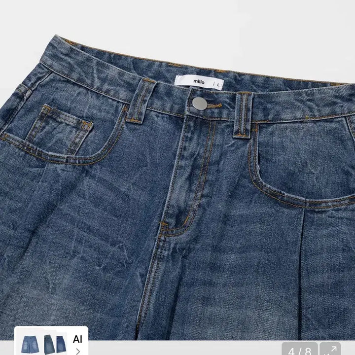 [BUNJANG] Milo Archive Denim Bermuda Pants Mid Blue S / 밀로 아카이브 데님 버뮤다 팬츠 미드 블루 S