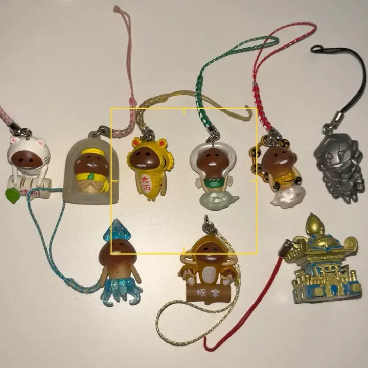 [BUNJANG] Namco Vintage Strap Keychain Set (9 pcs) / 나메코 고전 빈티지 스트랩 키링 9개 일괄