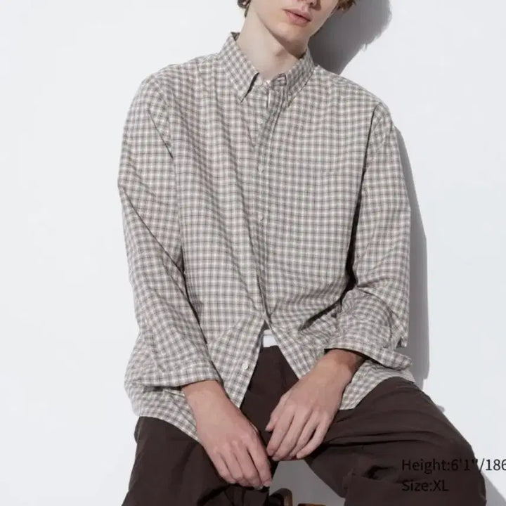 [BUNJANG] Uniqlo Oversized Casual Check Shirt / [4XL] 유니클로 오버핏 시티보이 캐쥬얼 체크 셔츠 남방
