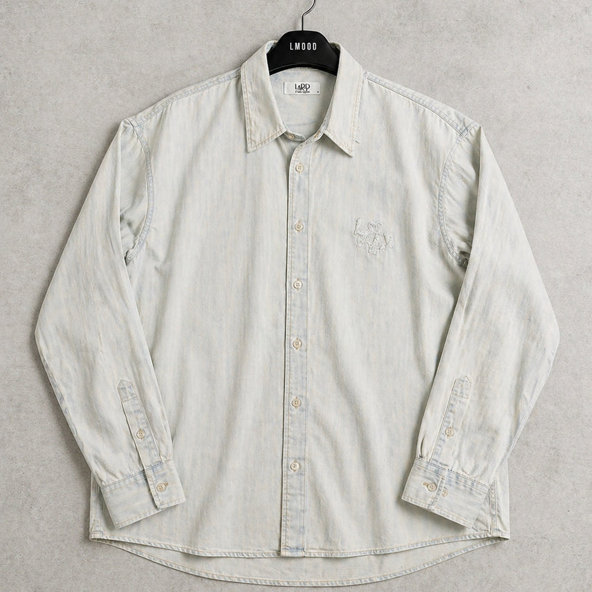 [BUNJANG] Elwood Burning Denim Cotton Shirt Ice Blue / [48] 엘무드 버닝 데님 코튼 셔츠 아이스블루