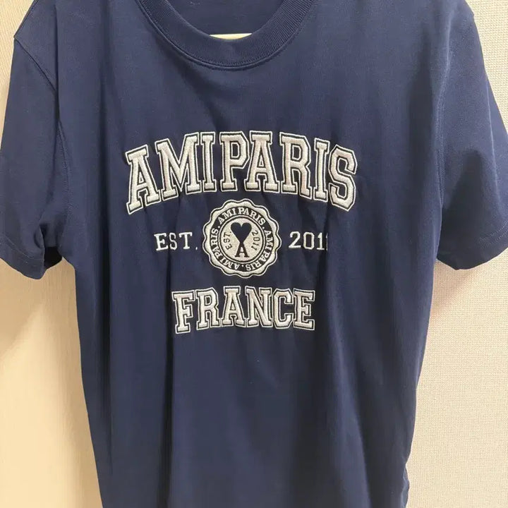 [BUNJANG] Ami Paris Navy Logo Short Sleeve T-Shirt / 아미 파리스 네이비 로고 반팔티셔츠