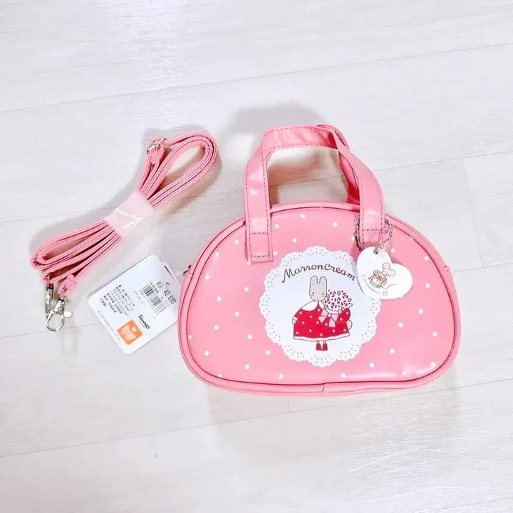 [BUNJANG] Sanrio Marron Cream Pink Dot Tote Bag with Strap / 산리오 일본정품 마론크림 핑크 도트 토트백 + 스트랩 / 새상품
