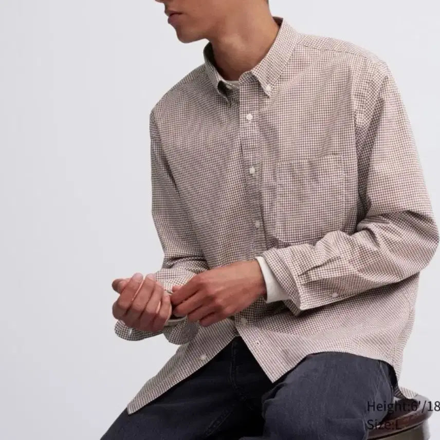 [BUNJANG] Uniqlo Oversized Casual Check Shirt - Brown (4XL) / [4XL] 유니클로 오버핏 시티보이 캐쥬얼 체크 셔츠 남방 / 브라운