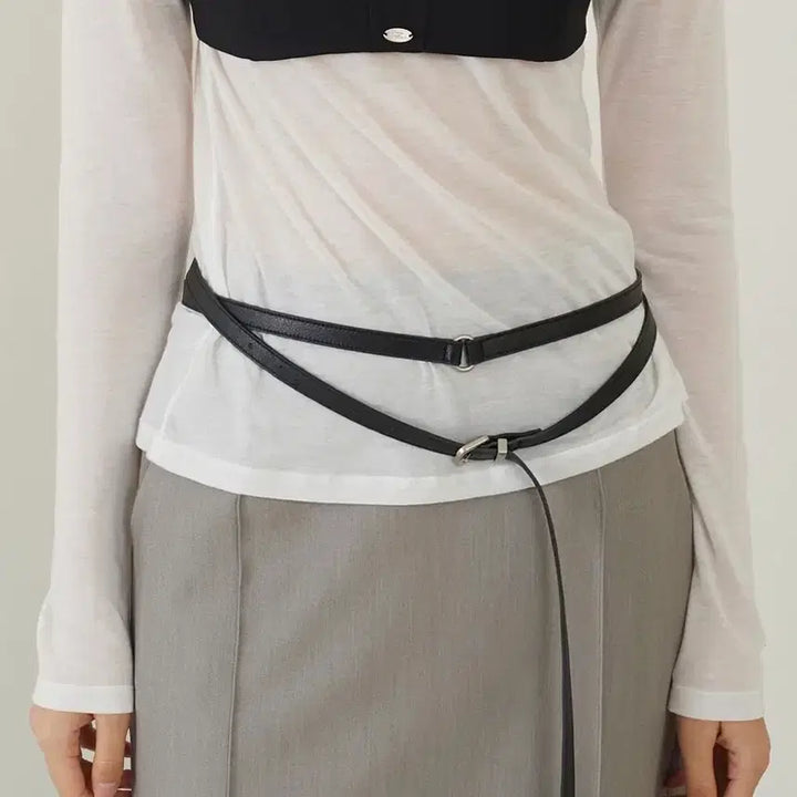 [BUNJANG] Fromwhere 100% Genuine Leather Slim Double Belt Black / [새상품]프롬웨얼 100%소가죽 슬림 더블 벨트