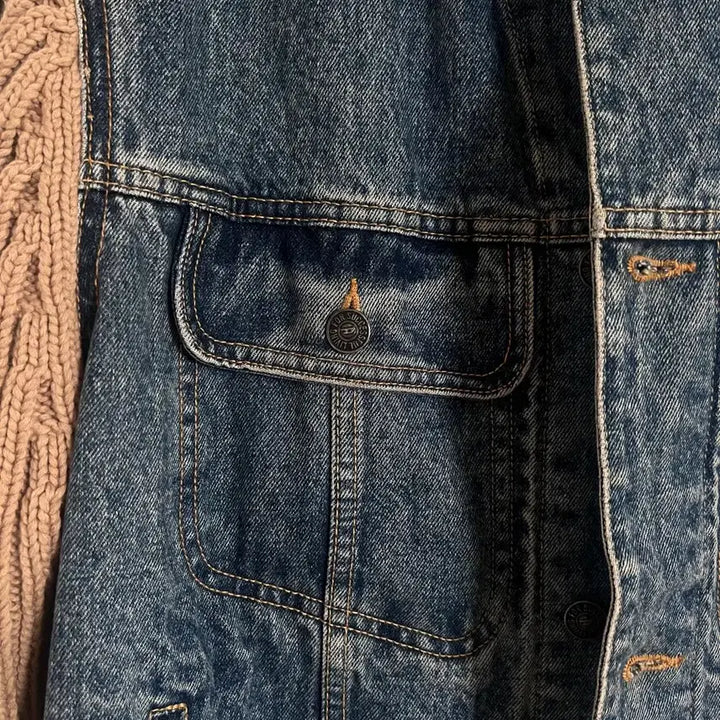 [BUNJANG] Diesel Knit &amp; Denim Trucker Jacket Blue Brown / 디젤 니트 앤 데님 트러커 자켓 블루 브라운