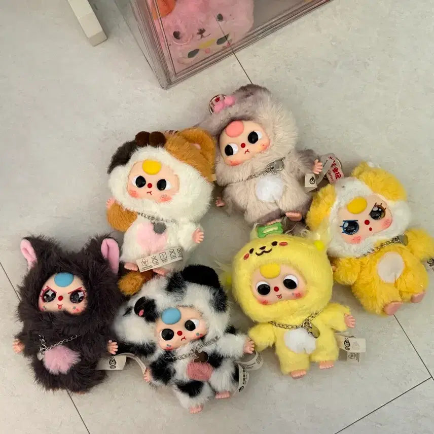 [BUNJANG] Baby Three Cat and Dog Series Keyring Plush 6-Piece Set / 베이비쓰리 고양이 강아지 시리즈 키링 인형 6종