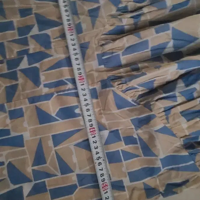 [BUNJANG] Maternity Geometric Pattern Long Sleeve Dress / 임부복, 임산부 패턴 반팔 롱 원피스 블루/베이지