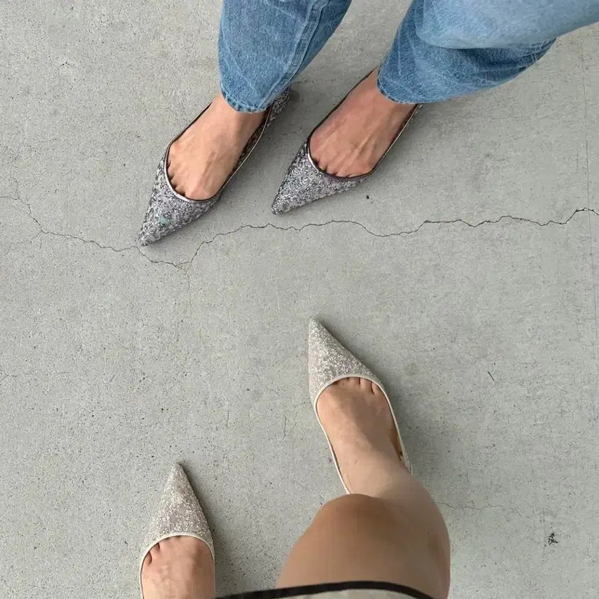 [BUNJANG] Songri Na Gold Glitter Mesh Flat Shoes / 송리나 골드 글리터 메쉬 플랫 225_230