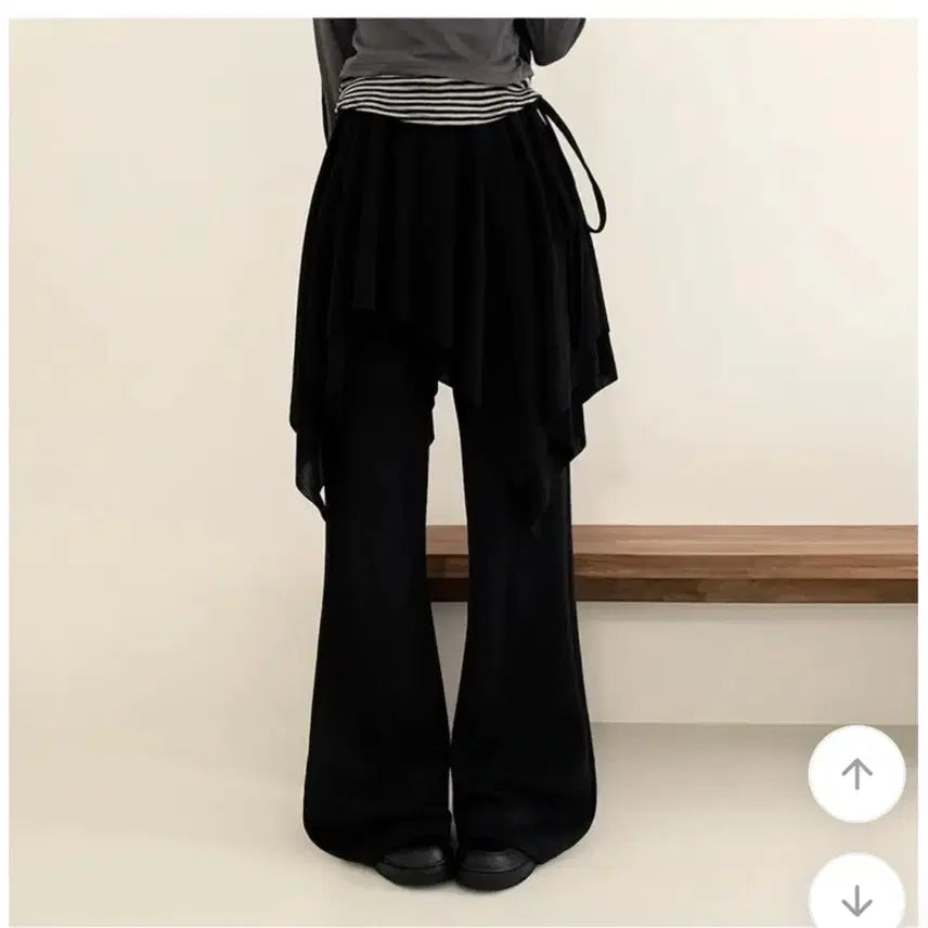 [BUNJANG] LOREN Asymmetrical Flare A-Line Midi Skirt Black / 로린 언발 플레어 A라인 치마 리본 미디 스커트 블랙