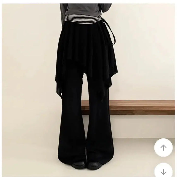 [BUNJANG] LOREN Asymmetrical Flare A-Line Midi Skirt Black / 로린 언발 플레어 A라인 치마 리본 미디 스커트 블랙