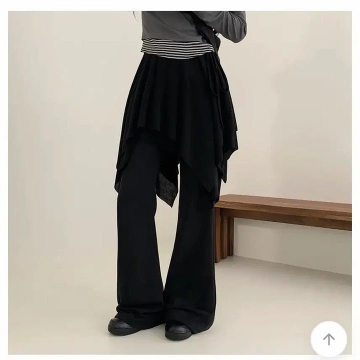 [BUNJANG] LOREN Asymmetrical Flare A-Line Midi Skirt Black / 로린 언발 플레어 A라인 치마 리본 미디 스커트 블랙