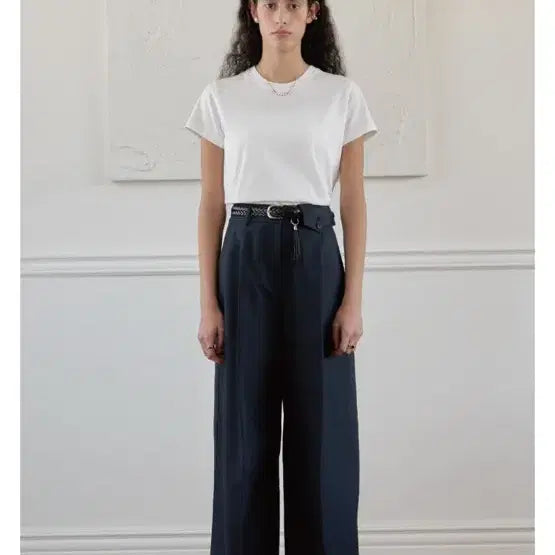 [BUNJANG] Noir de Poume Wide Chino Pants Navy (Size 38) / 노이어포우먼 와이드 치노팬츠 네이비(38사이즈)