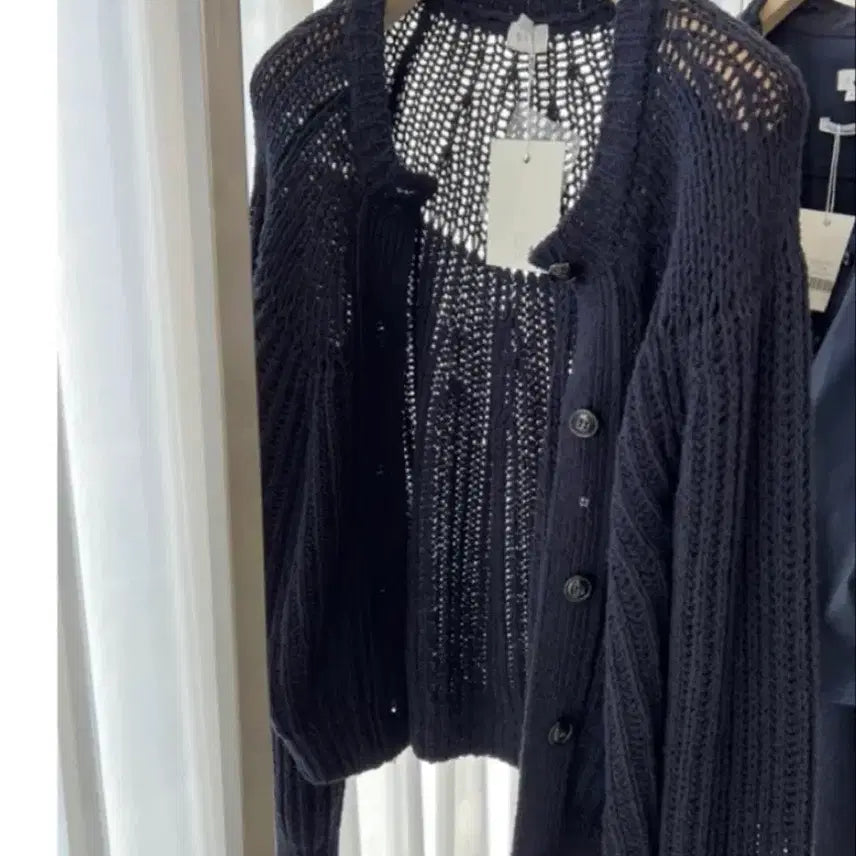 [BUNJANG] S I E Navy Knit Cardigan / S I E 시에 네트 네이비 니트 가디건 새상품