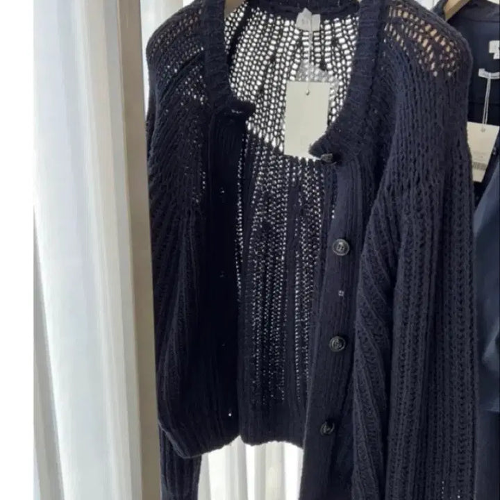 [BUNJANG] S I E Navy Knit Cardigan / S I E 시에 네트 네이비 니트 가디건 새상품