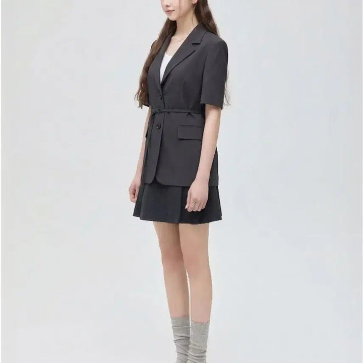[SOLD OUT] 로엠 올데이 린넨라이크 반팔 자켓 차콜 S