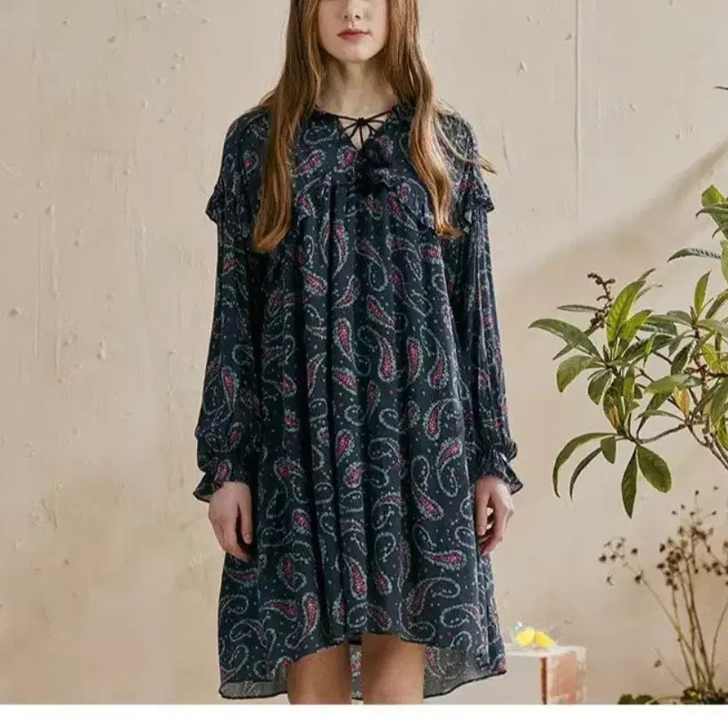 [BUNJANG] Thursday Island Paisley Dress Navy / 새상품 M 페이즐리 원피스 써스데이아일랜드