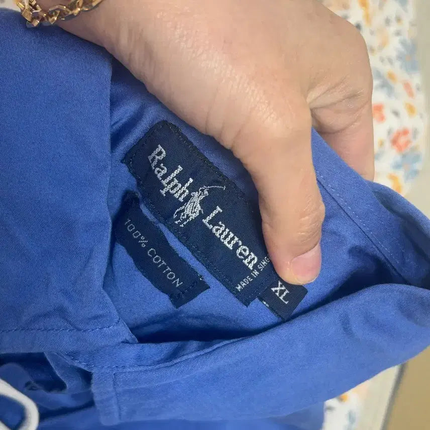 [BUNJANG] Polo Ralph Lauren Blue Shirt + White Tank Top Set (Reformed) / 폴로 랄프로렌 블루 셔츠 + 화이트 나시 세트 (리폼)