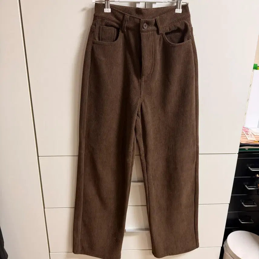 [BUNJANG] Corduroy Fleece Lined Pants - Brown, Size S / 코듀로이 기모 팬츠 브라운S