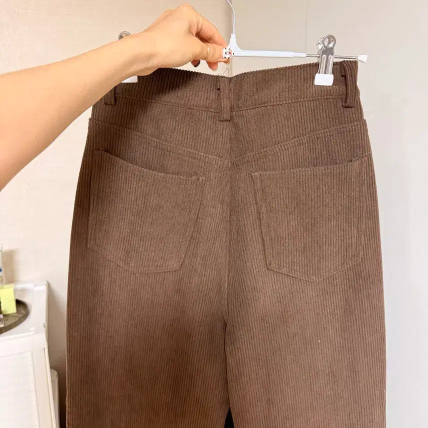 [BUNJANG] Corduroy Fleece Lined Pants - Brown, Size S / 코듀로이 기모 팬츠 브라운S