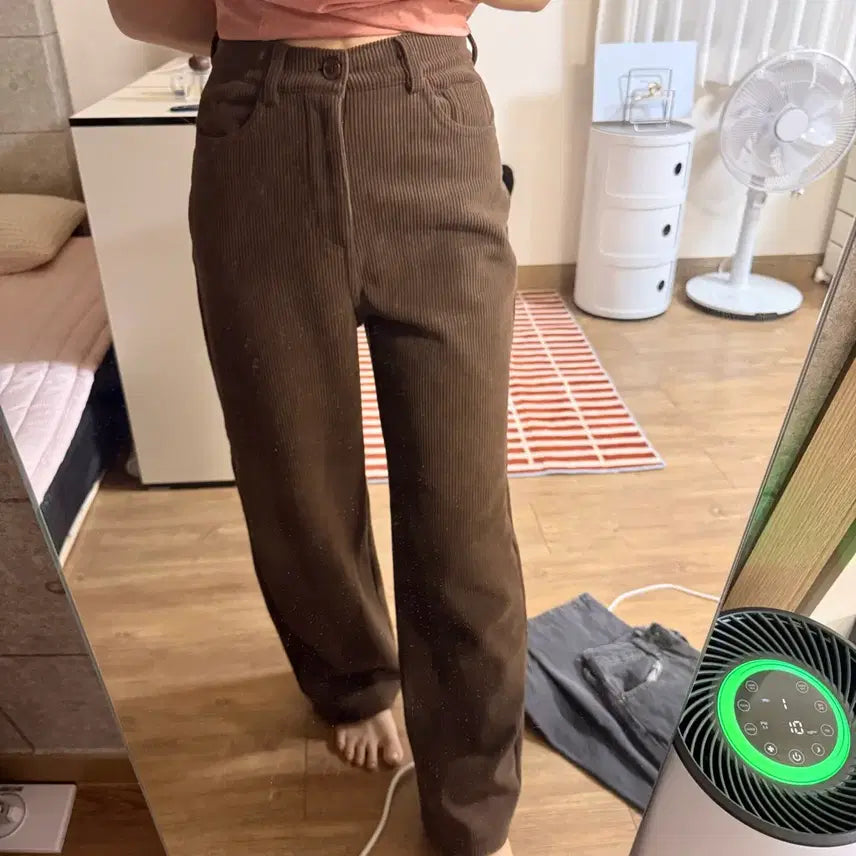 [BUNJANG] Corduroy Fleece Lined Pants - Brown, Size S / 코듀로이 기모 팬츠 브라운S