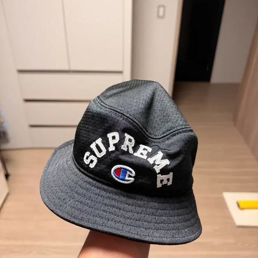 [BUNJANG] Supreme x Champion Mesh Crusher Hat Black / 슈프림 x 챔피온 메쉬 크러셔 블랙 - 24SS