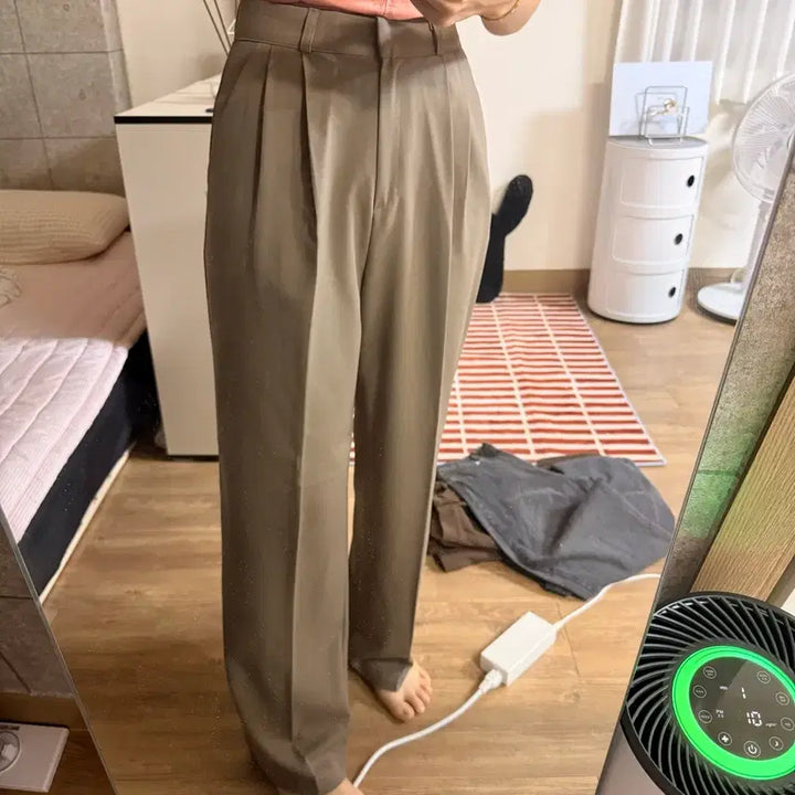 [BUNJANG] Pintuck Wide Slacks Brown S / 새상품) 핀턱 와이드 슬랙스 브라운 S