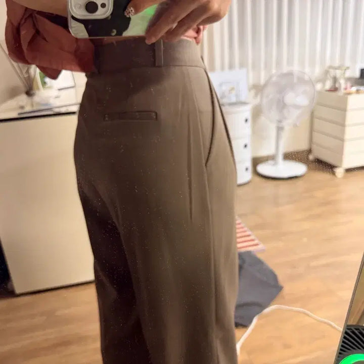 [BUNJANG] Pintuck Wide Slacks Brown S / 새상품) 핀턱 와이드 슬랙스 브라운 S