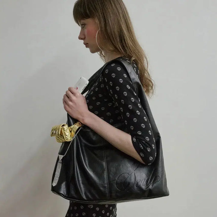 [BUNJANG] Sculptor Leather Hobo Bag Black / 스컬프터 호보백 레더 블랙