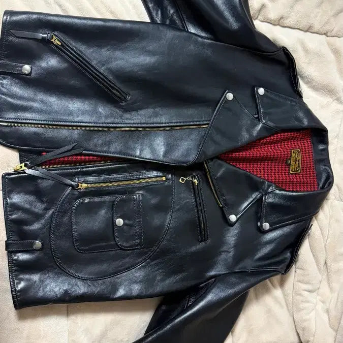 [BUNJANG] CIDU Horsehide Leather D-Pocket Double Rider Jacket / CIDU 말가죽 홀스하이드 D포켓 더블라이더