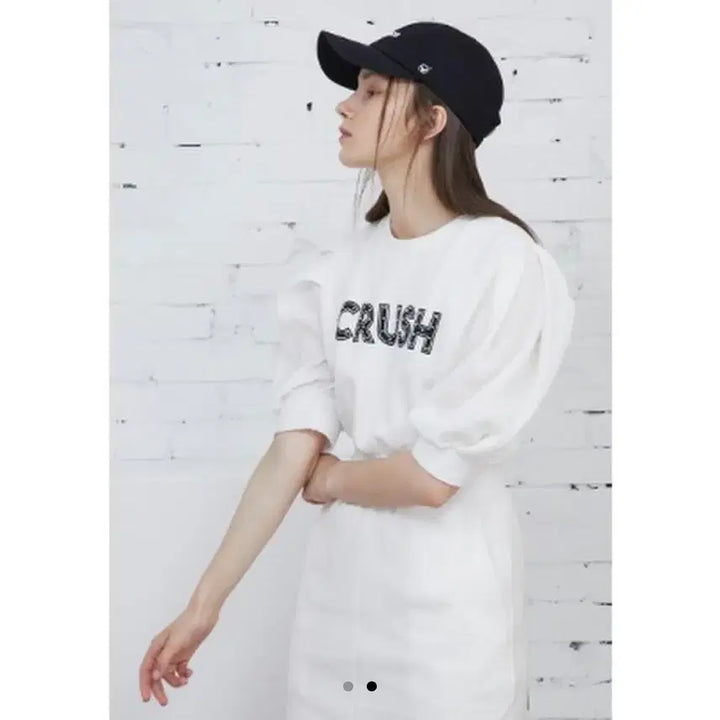 [BUNJANG] EGOIST Puff Sleeve Graphic Jersey Dress Size 66 / 에고이스트 퍼프소매 그래픽 저지 원피스 66