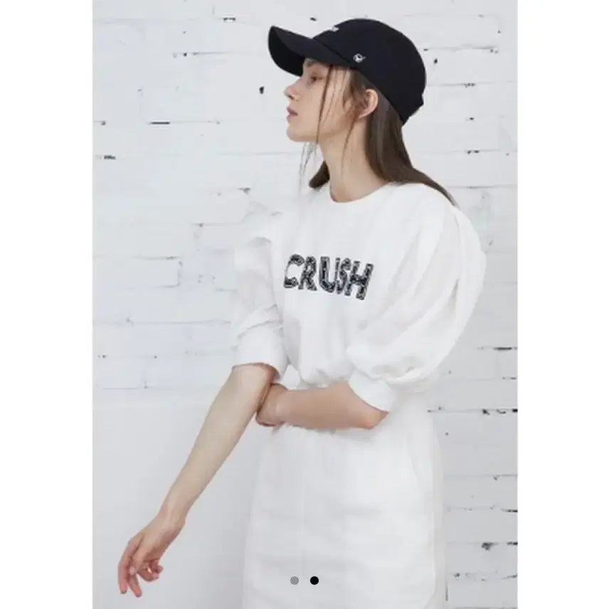 [BUNJANG] EGOIST Puff Sleeve Graphic Jersey Dress Size 66 / 에고이스트 퍼프소매 그래픽 저지 원피스 66