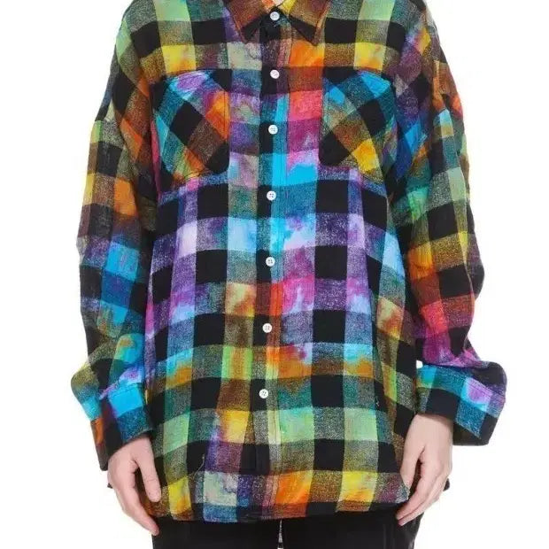 [BUNJANG] R13 Rainbow Check Oversized Shirt - Medium / R13 레인보우 체크 셔츠 M