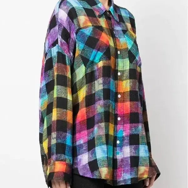 [BUNJANG] R13 Rainbow Check Oversized Shirt - Medium / R13 레인보우 체크 셔츠 M