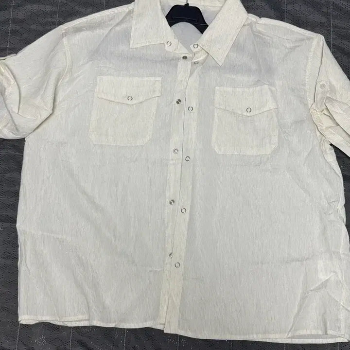 [BUNJANG] Rinkle Roll-Up Short Sleeve Shirt / (새상품)링클 롤업 반팔 셔츠