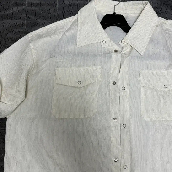 [BUNJANG] Rinkle Roll-Up Short Sleeve Shirt / (새상품)링클 롤업 반팔 셔츠